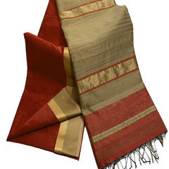 Bhagalpuri Cotton Tussar Silk Saree with Designed Border (Tangela Orange)