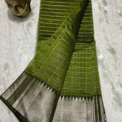 Cotton Silk Handloom Bhagalpuri Wide Border Check Saree