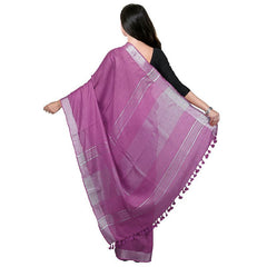 China Rose Pink Bhagalpuri women's Handloom Linen Cotton Ethnic Wear Saree With Running Unstitched Blouse Piece - View 8