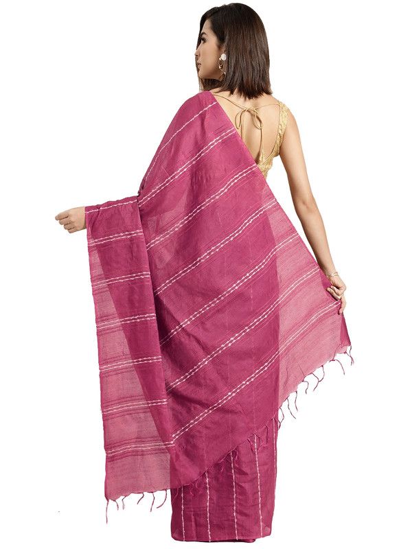 Raspberry Pink Bhagalpuri women's Kota Art Silk Saree With Blouse Piece - View 2
