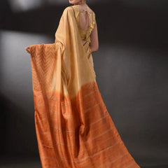 semi Tussar Silk Two Handloom Saree with Blouse Piece (Muddy_Beige & Brownish_Orange) - View 4