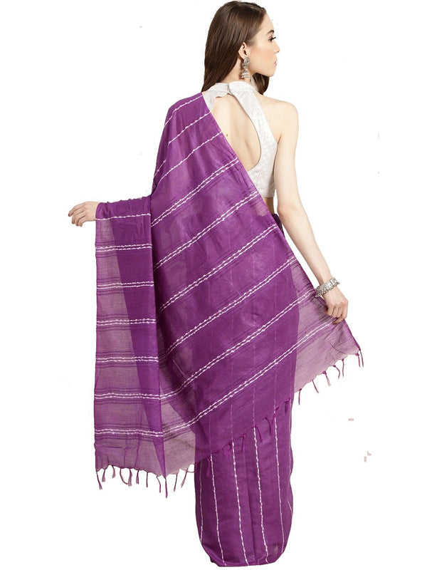 Perpureus Purple women's Kota Art Silk Bhagalpuri Saree With Blouse Piece - View 2