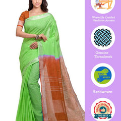Bhagalpuri Handloom Pure Cotton Two Dye Saree With Running Unstitched Blouse Piece - View 3