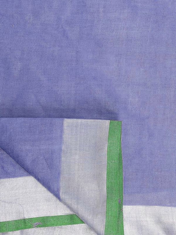 Medium Slate Purple women's Handloom Bhagalpuri Linen-Cotton Saree With Contrast Blouse Piece - View 6