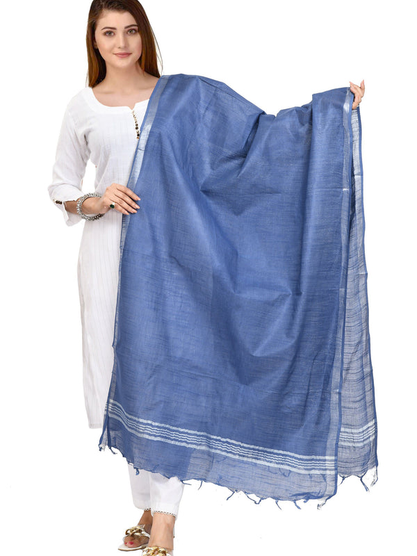Handloom Linen Bhagalpuri Dupatta for women's (Blue)