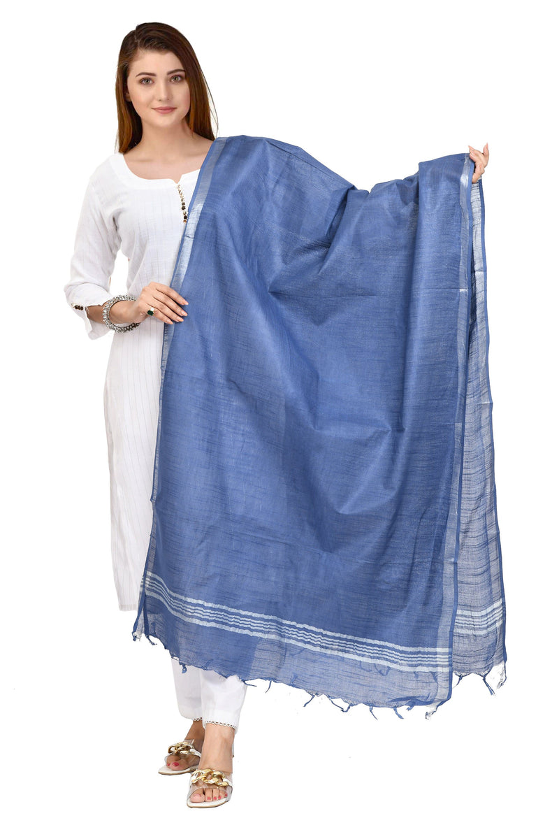 Handloom Linen Bhagalpuri Dupatta for women's (Blue)
