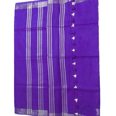 Electric Violet women's Bhagalpuri Linen Saree With Blouse Piece