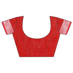 Persian Orange & Red women's Handloom Bhagalpuri Linen Blend Two Dye Saree With Running Unstitched Blouse Piece - View 6