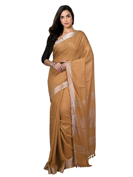 Bhagalpuri women's Handloom Linen Cotton Ethnic Wear Saree With Running Unstitched Blouse Piece
