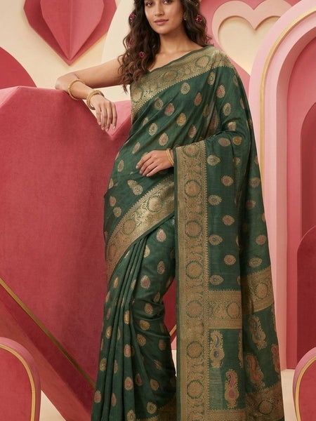 Eri Tussar Silk Handloom Banarasi Saree with Rich Zari Weaving - View 4