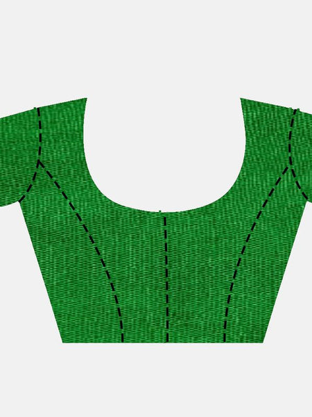 Pink-Green women's Bhagalpuri Blend Linen Saree With Contrast Blouse Piece - View 4