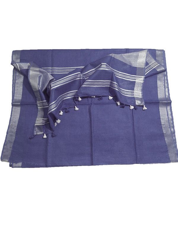 Ultra Violet women's Bhagalpuri Linen Saree With Blouse Piece - View 2