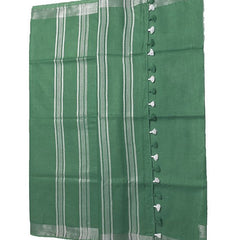 Viridian Green women's Bhagalpuri Linen Saree With Blouse Piece - View 3