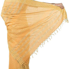 Yellow-Gold women's Bhagalpuri Handloom Kota Silk Temple Border Saree And Variation Of Colors With Striped Blouse Piece - View 3