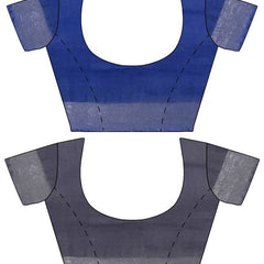Cobalt Blue & Grey women's Bhagalpuri Handloom Cotton-Linen Blend Saree Combo (Pack Of 2) With Running Unstiched Blouse Piece - View 8