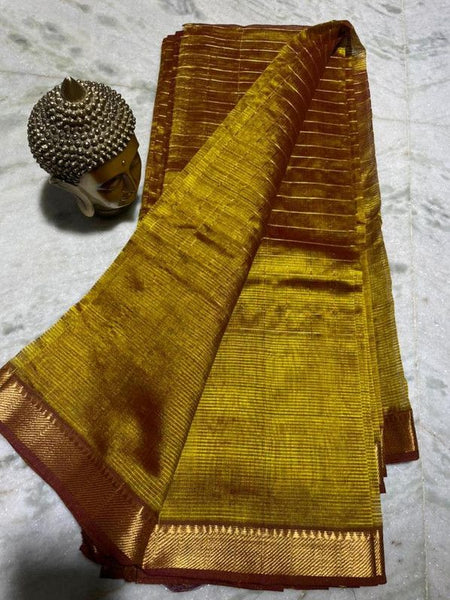 Bhagalpuri Handloom Cotton Silk Check Half Body Saree for women's (Brownish_Green)