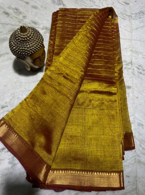 Bhagalpuri Handloom Cotton Silk Check Half Body Saree for women's (Brownish_Green)