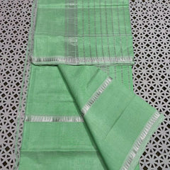 Cotton Handloom Mangalagiri Silk Saree with Temple Border (100217 Light_Green)