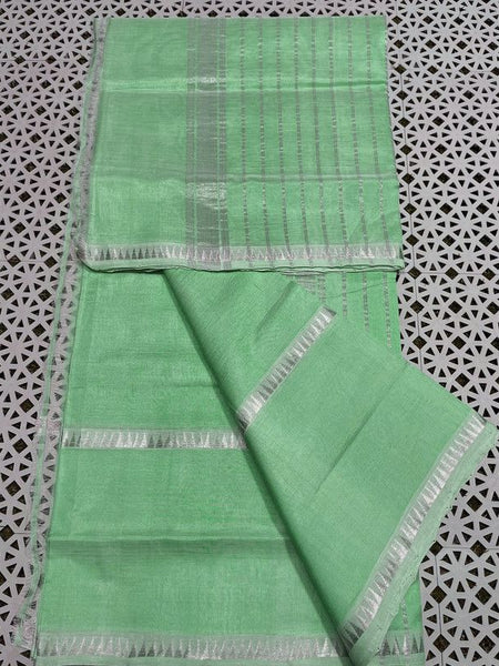 Cotton Handloom Mangalagiri Silk Saree with Temple Border (100217 Light_Green)