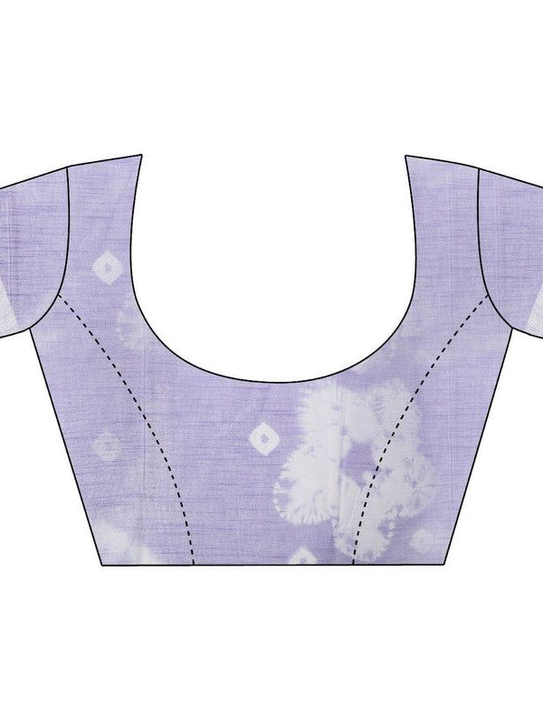 Ultra Violet women's Bhagalpuri Handloom Linen Blend Tie-Dye (Sibory Dye) Saree With Running Unstiched Blouse Piece - View 6