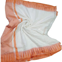 Orange women's Bhagalpuri Kota Viscous Temple Border White Saree And Variable Color Border With Blouse Piece