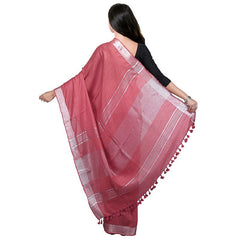 Turkey Pink Bhagalpuri women's Handloom Linen Cotton Ethnic Wear Saree With Running Unstitched Blouse Piece - View 2