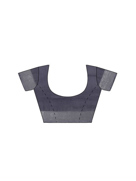 Grey women's Bhagalpuri Handloom Linen Blend Saree And Variation Of Colors With Running Unstiched Blouse Piece - View 3
