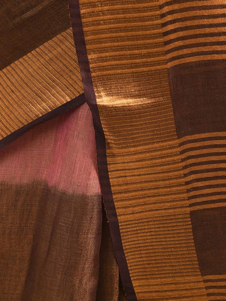 Handloom Tissue Linen Bhagalpuri Two Dye Saree - View 5