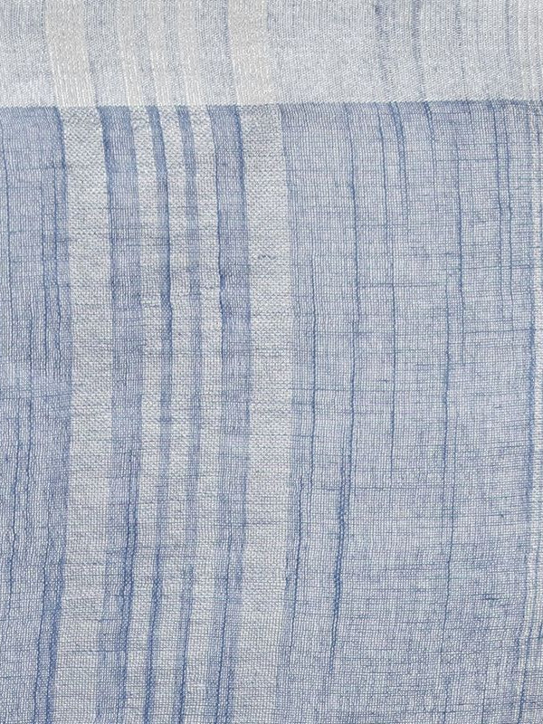 Powder Blue women's Bhagalpuri Handloom Linen Blend Tie-Dye (Sibory Dye) Saree With Running Unstiched Blouse Piece - View 5