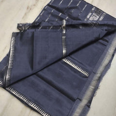 Cotton Handloom Mangalagiri Silk Saree with Temple Border (100213 Grey)