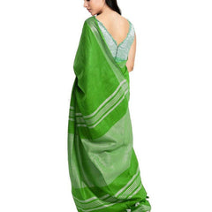 Green women's Bhagalpuri Handloom Blend Linen-Cotton Saree With Running Unstitched Blouse Piece Free Size Variation Of Colors - View 5