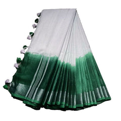 Handloom Bhagalpuri Linen Cotton Slub Blend Two Sided Two Dye Saree Running Unstitched Blouse Piece - View 2