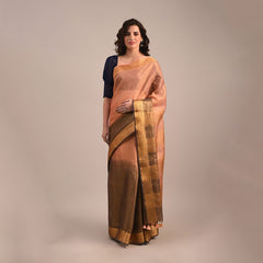 Tissue Linen Handloom Two Dye Saree - View 4