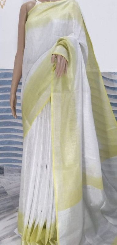 Pure Tissue Linen Two Dye Handloom Bhagalpuri Saree
