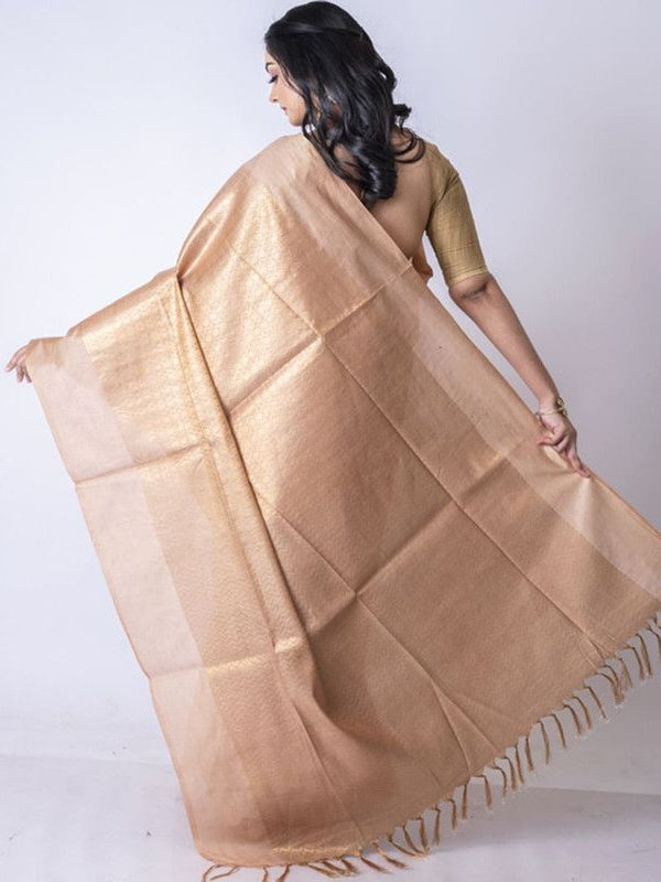 Cotton Munga Silk Zari Weaving Designer Handloom Saree with Mixed Pattern (Brown) - View 2