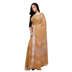 Bhagalpuri women's Handloom Linen Cotton Ethnic Wear Saree With Running Unstitched Blouse Piece - View 5