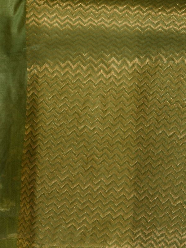 Women's Cotton Tissue Silk Bhagalpuri Designer Handloom Weaving Saree (Avocado_Green) - View 6