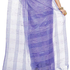 Amethyst Violet women's Bhagalpuri Kota Doria Silk Semi Transparent Saree With Unstiched Blouse Piece - View 7