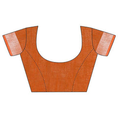 Turquoise & Mohangni Orange women's Handloom Bhagalpuri Cotton Linen Blend Two Dye Saree With Running Unstitched Blouse Piece - View 7