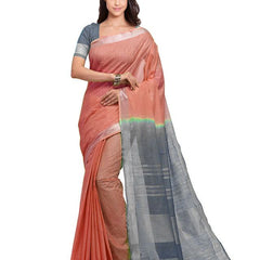 Handloom Bhagalpuri Cotton Linen Blend Two Dye Saree With Running Unstitched Blouse Piece - View 2
