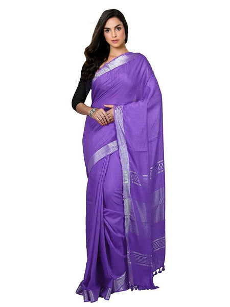 Bhagalpuri women's Handloom Linen Cotton Ethnic Wear Saree With Running Unstitched Blouse Piece