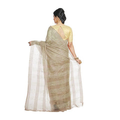 Sage Green women's Bhagalpuri Kota Doria Silk Semi Transparent Saree With Unstiched Blouse Piece - View 3