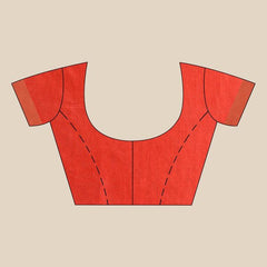 Handloom Tussar Munga Silk Handloom Blend Red Saree - View 6