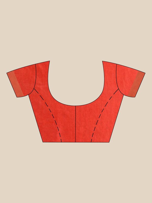 Handloom Tussar Munga Silk Handloom Blend Red Saree - View 6