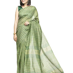 Kota Art Silk Bhagalpuri Striped Handloom Saree (High_Green)