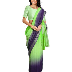 Bhagalpuri Handloom Linen Slub Blend Two Dye Saree With Running Unstitched Blouse Piece - View 3
