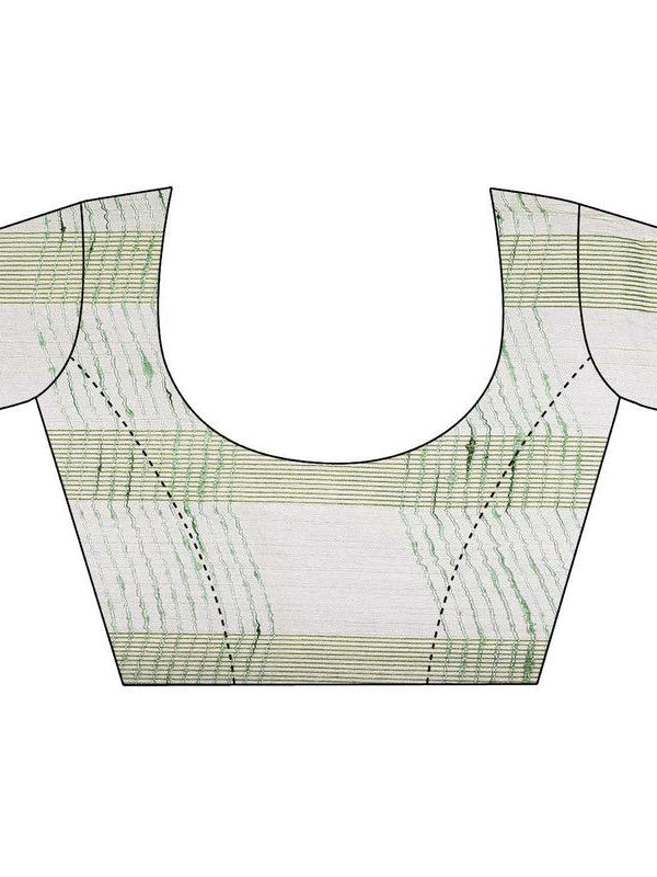 Pistachio Green women's Bhagalpuri Kota Doria Silk Semi Transparent Saree With Unstiched Blouse Piece - View 7