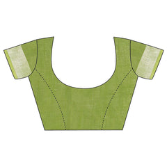 Mango Orange & Moss Green women's Handloom Bhagalpuri Linen Blend Two Dye Saree With Running Unstitched Blouse Piece - View 7
