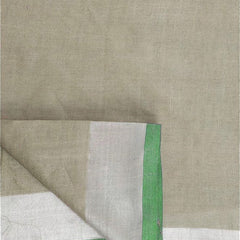 Sage Green women's Handloom Bhagalpuri Linen-Cotton Saree With Contrast Blouse Piece - View 4