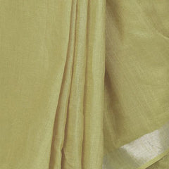 Khaki Green women's Handloom Bhagalpuri Cotton Linen Slub Blend Zari Border Saree Ethnic Wear With Running Unstitched Blouse Piece - View 4